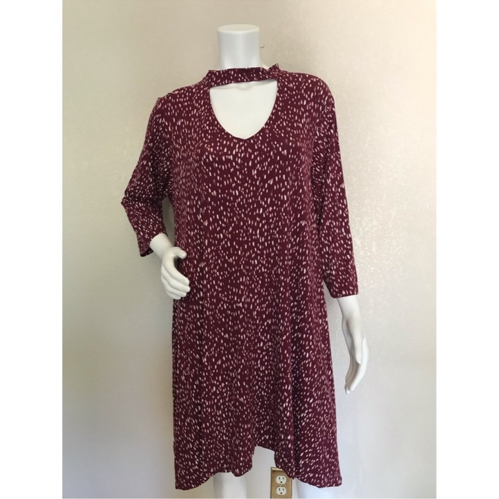 Boutique Plus Size Knit Shift Dress Burgundy NWT